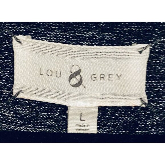 LOFT Lou Grey Tank Dress Womens Large Black Gray Spacedye Drawstring Waist Boho - Picture 6 of 7